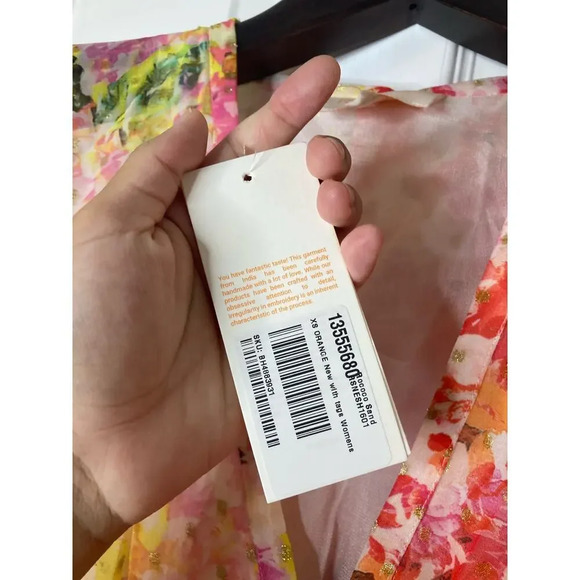 Rococo Sand Nesh Maxi dress orange yellow floral metallic sz XS - Picture 8 of 16